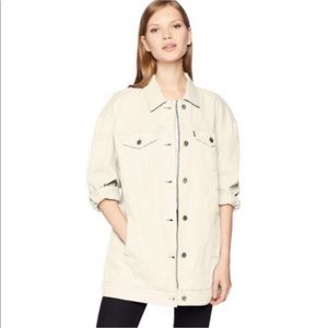 New Levi’s Oversized Long Off-White Shacket Trucker Shirt Jacket Large